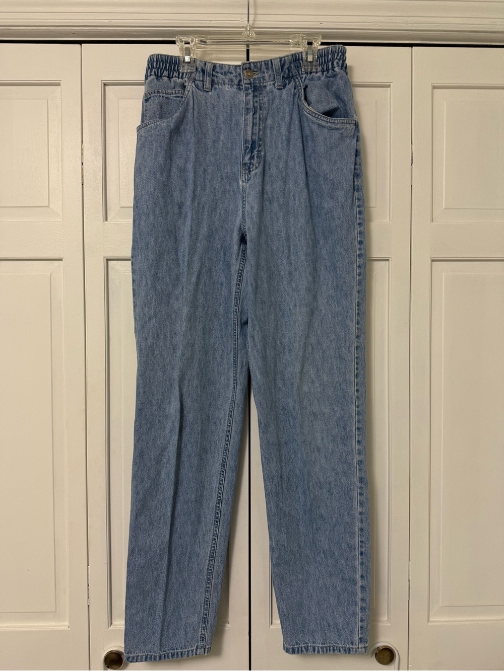 Y2K Faded Glory Light Blue Elastic Waist Denim Jeans Mom 90’s Grunge Straight
